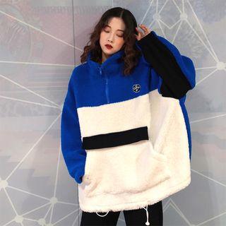 Two-tone Zipped Front Fleece Top
