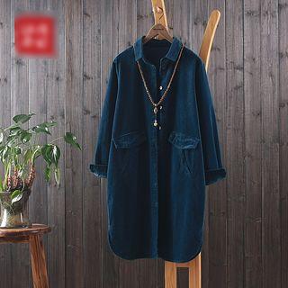 Plain Long Corduroy Shirt