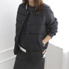 Contrast-trim Snap-button Padded Vest Black - One Size