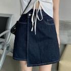 High-waist Asymmetrical A-line Denim Skirt