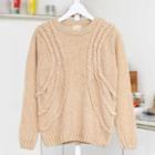 Braid Accent Sweater Almond- One Size