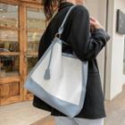Two-tone Panel Faux Leather Tote Bag