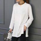 Slit-side Long T-shirt Ivory - One Size