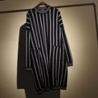 Striped Pocketed Long Sweater