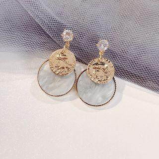 Rhinestone Coin Acrylic Disc Dangle Earring