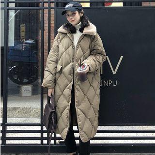 Furry Collar Quilted Buttoned Coat