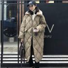 Furry Collar Quilted Buttoned Coat