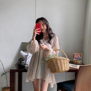 V-neck Patterned Mini Tunic Dress