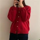 Plain Round-neck Long-sleeve Knit Jacket