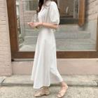 Shirtwaist Tie-back Long Dress Ivory - One Size