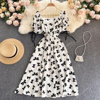 Cutout Waist Bow Dress