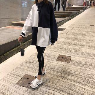 Two Tone Collared Sweatshirt / Contrast Trim Leggings