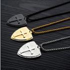 Stainless Steel Cross & Shield Pendant Necklace