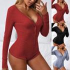 Long Sleeve Button-up Playsuit