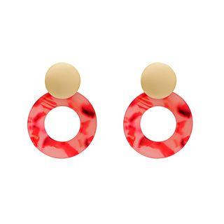 Acetate Hoop Dangle Earring Red - One Size