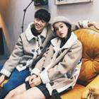 Couple Matching Applique Fleece-lined Toggle Coat