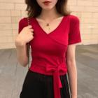 V-neck Short-sleeve T-shirt / Wide-leg Pants