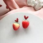 Alloy Heart & Strawberry Dangle Earring 1 Pair - S925 Silver - As Shown In Figure - One Size