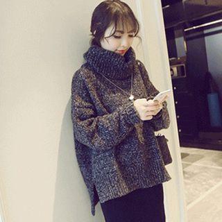 Turtleneck Sweater / Midi Straight-fit Knit Skirt / Set