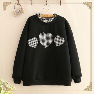 Heart Patch Round-neck Sweatshirt