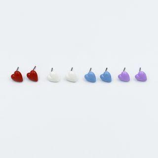 Colored Heart Ear Studs