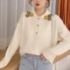 Floral Polo-neck Sweater