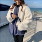 Open Front Fleece Panel Jacket