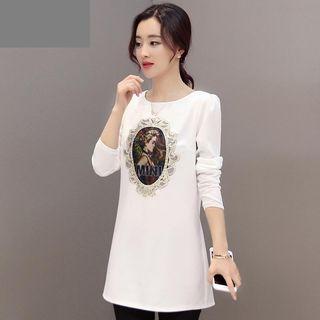Print Chiffon Long-sleeve Top