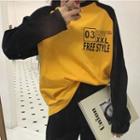 Colored Panel Letter Printed Pullover