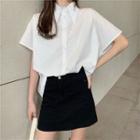 Asymmetric Short-sleeve Shirt White - One Size