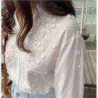 Flower-motif Eyelet-lace Blouse Ivory - One Size