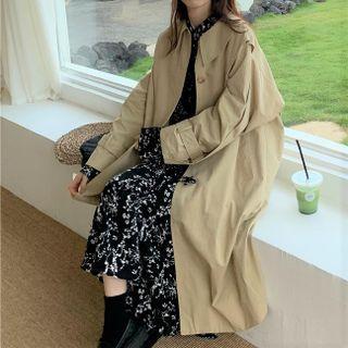 Floral Long-sleeve Dress / Long-sleeve Trench Jacket