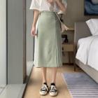Plain Slit Midi A-line Skirt