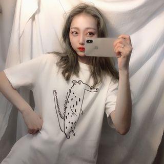 Printed Short-sleeve T-shirt White - One Size
