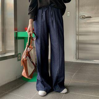 Plus Size Drawstring Wide-leg Jeans