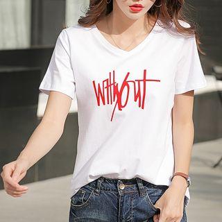 Short Sleeve V-neck Printed Tee