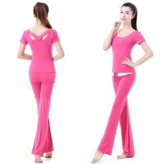 Yoga Set: Short-sleeve Top + Pants
