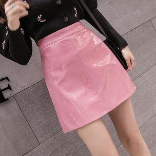 Patent A-line Skirt