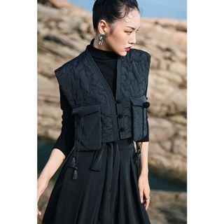 Padded Tasseled Button-up Vest