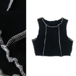 Contrast Stitch Cropped Tank Top