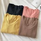 Mock Two-piece V-neck Long-sleeve Sweater