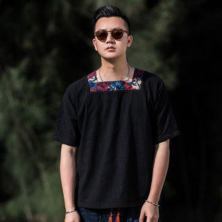 Printed Square-neck Short-sleeve T-shirt