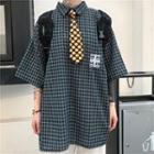 Plaid Short-sleeve Polo Shirt As Shown In Figure - One Size