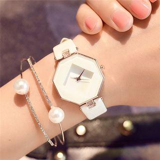 Hexagon Rhinestone Strap Watch