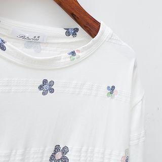 Floral Print Cropped Short-sleeve T-shirt