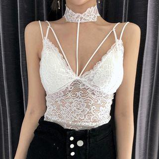 Lace Lattice Spaghetti Strap Top