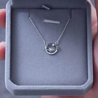 925 Sterling Silver Planet Pendant Necklace Star Necklace - One Size