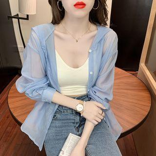 Chiffon Button Up Hoodie