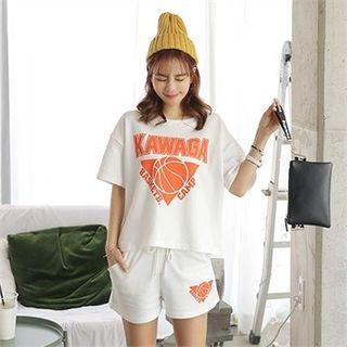 Set: Short Sleeve Printed T-shirt + Sweat Shorts