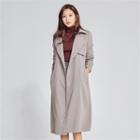 Wide-collar Open-front Trench Coat With Sash